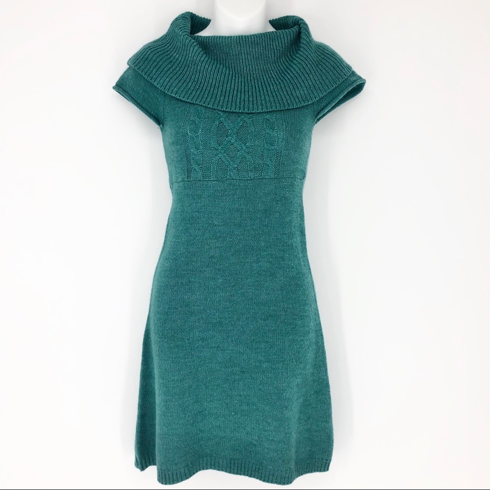 Mudd Teal Small Short Sleeve Cable Sweater Dress